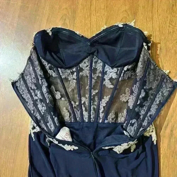 Glow By Colors Womens Corset Sequin Semi Sheer Strapless Jovani Evening Dress 6 - Picture 15 of 16